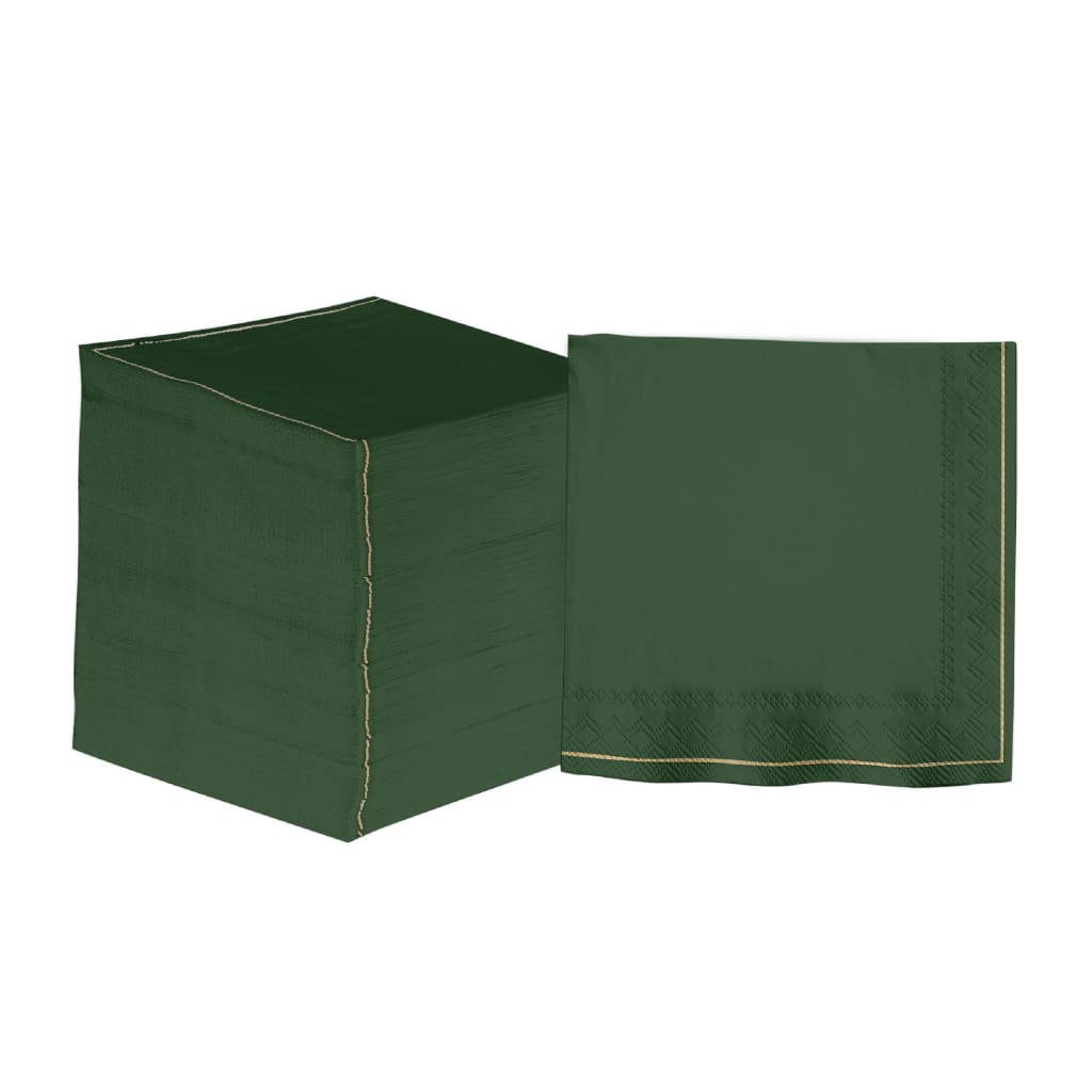 Emerald with Gold Stripe Lunch Napkins | 20 Napkins - 20 Lunch Napkins - 6.5 x 6.5 - Napkins