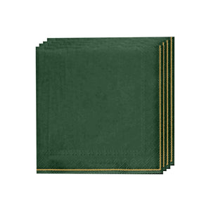 Luxe Party NYC Napkins 20 Lunch Napkins - 6.5" x 6.5" Emerald with Gold Stripe Paper Napkins - 3 available sizes