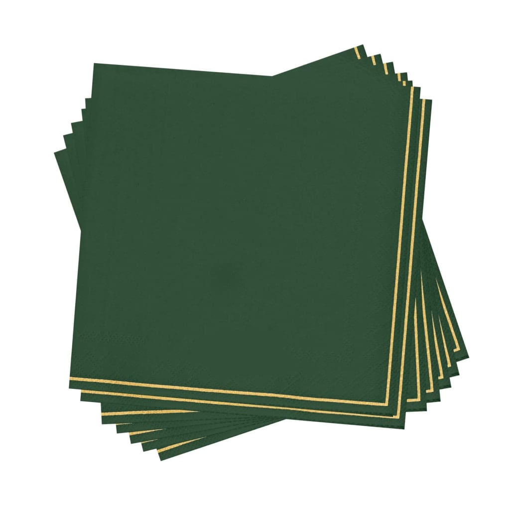 Luxe Party NYC Napkins 20 Beverage Napkins - 5" x 5" Emerald with Gold Stripe Paper Napkins - 3 available sizes