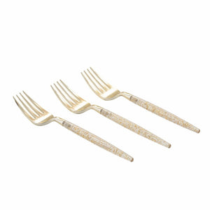 Luxe Party NYC Two Tone Mini 20 Mini Forks Gold Glitter Plastic Mini Forks | 20 Forks