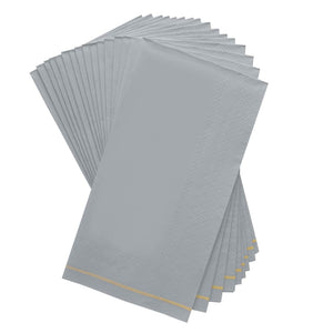 Luxe Party NYC Napkins 16 PK Grey with Gold Stripe Guest Paper Napkins