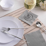 Grey with Silver Stripe Paper Cocktail Napkins | 20 Napkins - 20 Beverage Napkins - 5 x 5 - Napkins