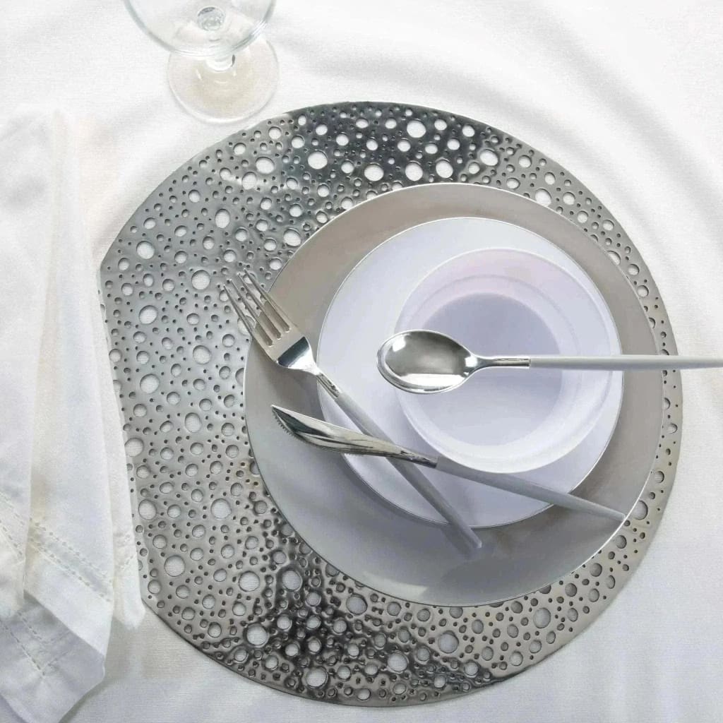 The Moon Placemats Home Details Round Moon Laser Cut Placemat in Silver