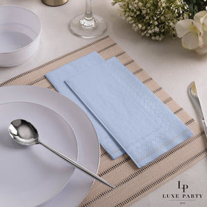 Ice Blue with Silver Stripe Guest Paper Napkins | 16 Napkins - 16 Dinner Napkins - Napkins