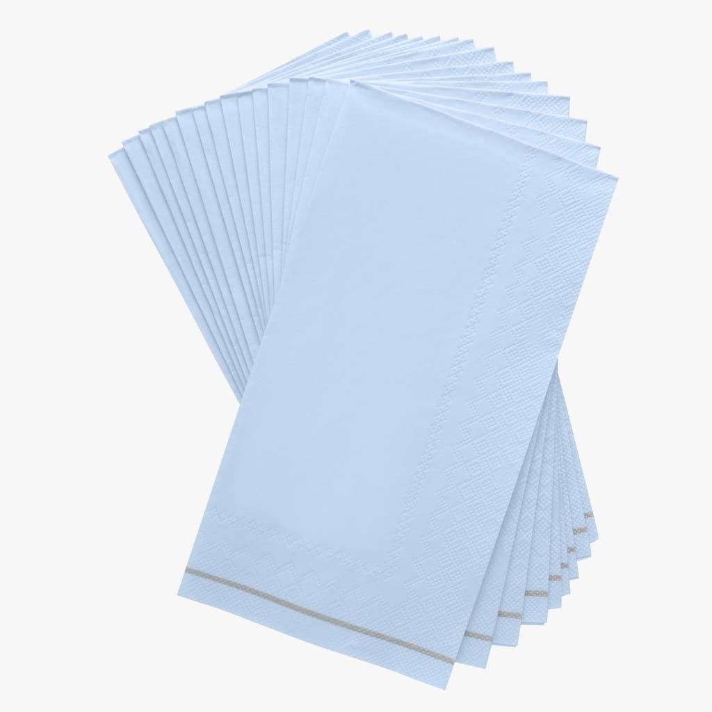 Luxe Party NYC Napkins 16 PK Ice Blue with Silver Stripe Guest Paper Napkins