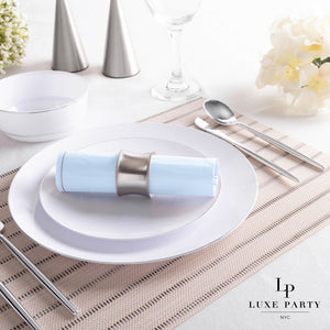 Ice Blue with Silver Stripe Lunch Napkins | 20 Napkins - 20 Lunch Napkins - 6.5 x 6.5 - Napkins