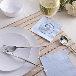 Ice Blue with Silver Stripe Paper Cocktail Napkins | 20 Napkins - 20 Beverage Napkins - 5 x 5 - Napkins
