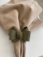 OLIVE GREEN bow ring -Set of 6