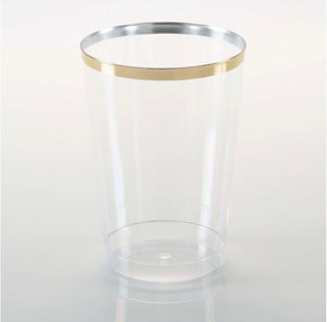 Laura Ashley 9 Oz Clear Plastic • Gold Plastic Tumblers | 20 Tumblers