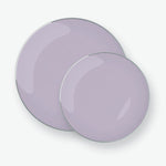 Round Accent Plastic Plates Lavender • Gold Round Plastic Plates | 10 Pack