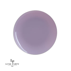 Round Accent Plastic Plates Lavender • Gold Round Plastic Plates | 10 Pack