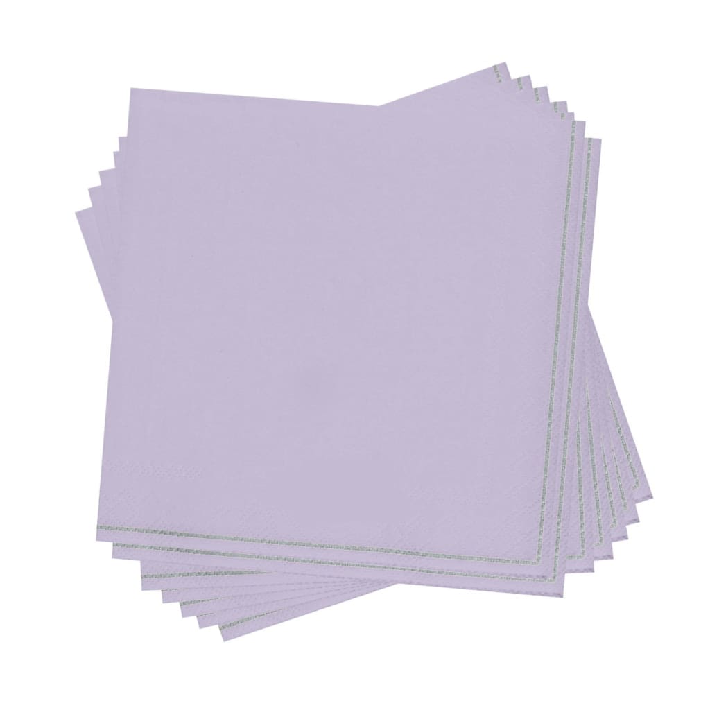 Luxe Party NYC Napkins 20 Beverage Napkins - 5" x 5" Lavender with Silver Stripe Paper Napkins - 3 available sizes