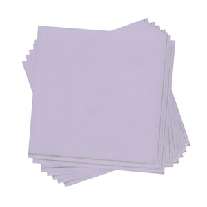 Luxe Party NYC Napkins 20 Beverage Napkins - 5" x 5" Lavender with Silver Stripe Paper Napkins - 3 available sizes