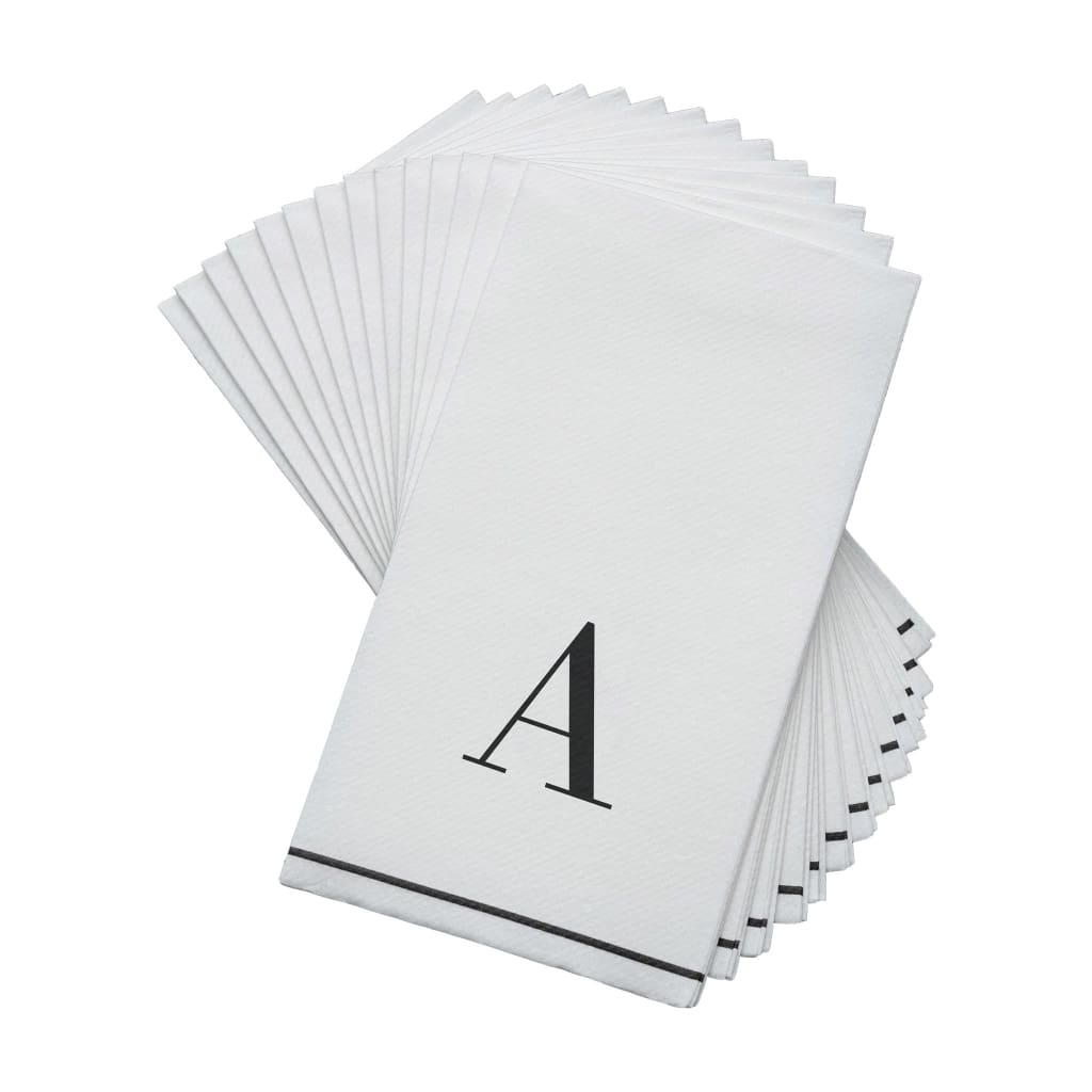 Luxe Party NYC Napkins Black Monogram Paper Disposable Napkins Letter A