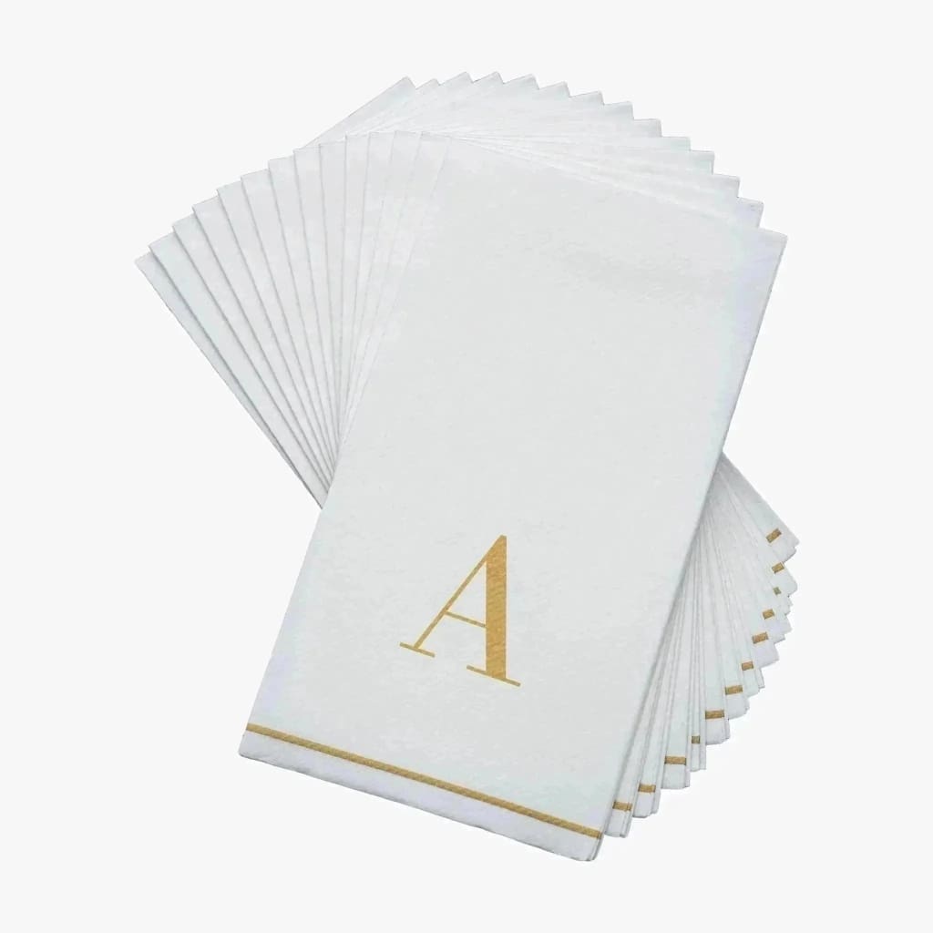 Luxe Party NYC Napkins Letter A Gold Monogram Paper Disposable Napkins