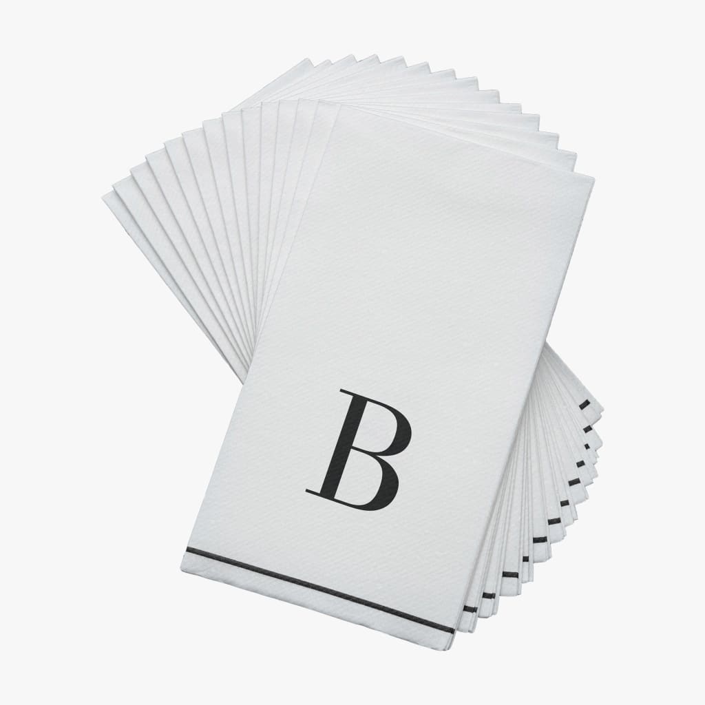 Luxe Party NYC Napkins Black Monogram Paper Disposable Napkins Letter B