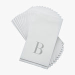 Luxe Party NYC Napkins 14 Guest Napkins - 4.25" x 7.75" Silver Monogram Paper Disposable Napkins Letter B