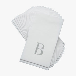 Luxe Party NYC Napkins 14 Guest Napkins - 4.25" x 7.75" Silver Monogram Paper Disposable Napkins Letter B