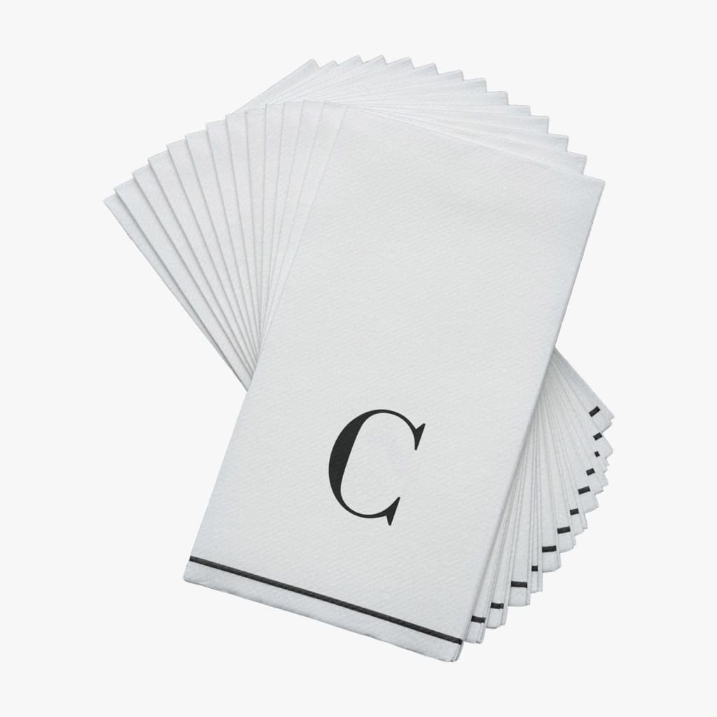 Luxe Party NYC Napkins Black Monogram Paper Disposable Napkins Letter C