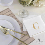Luxe Party NYC Napkins 16 Cocktail Napkins - 5" x 5" Copy of Letter C Gold Monogram Paper Disposable Napkins