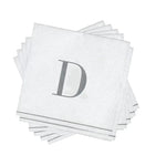 Luxe Party NYC Napkins 16 Cocktail Napkins - 5" x 5" Letter D Silver Monogram Paper Disposable Napkins