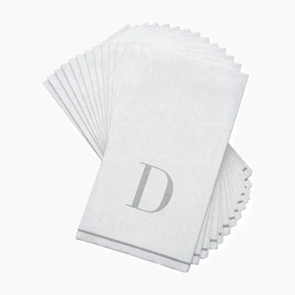 Luxe Party NYC Napkins Letter D Silver Monogram Paper Disposable Napkins