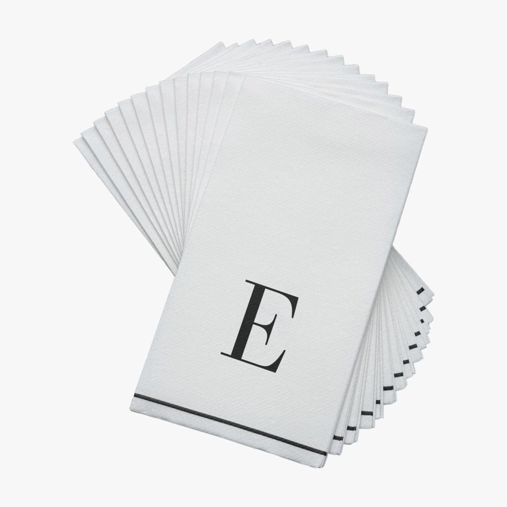 Luxe Party NYC Napkins Black Monogram Paper Disposable Napkins Letter E