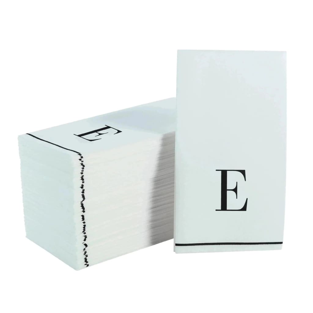 Luxe Party NYC Napkins Black Monogram Paper Disposable Napkins Letter E