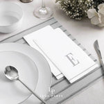 Luxe Party NYC Napkins 14 Guest Napkins - 4.25" x 7.75" Letter E Silver Monogram Paper Disposable Napkins