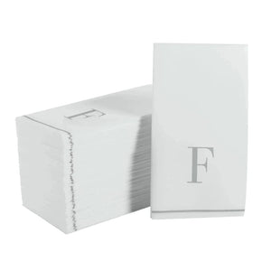 Luxe Party NYC Napkins Letter F Silver Monogram Paper Disposable Napkins
