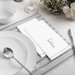 Luxe Party NYC Napkins 14 Guest Napkins - 4.25" x 7.75" Silver Monogram Paper Disposable Napkins Letter F