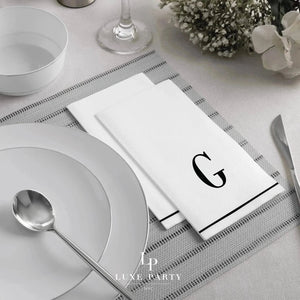 Luxe Party NYC Napkins Black Monogram Paper Disposable Napkins Letter G
