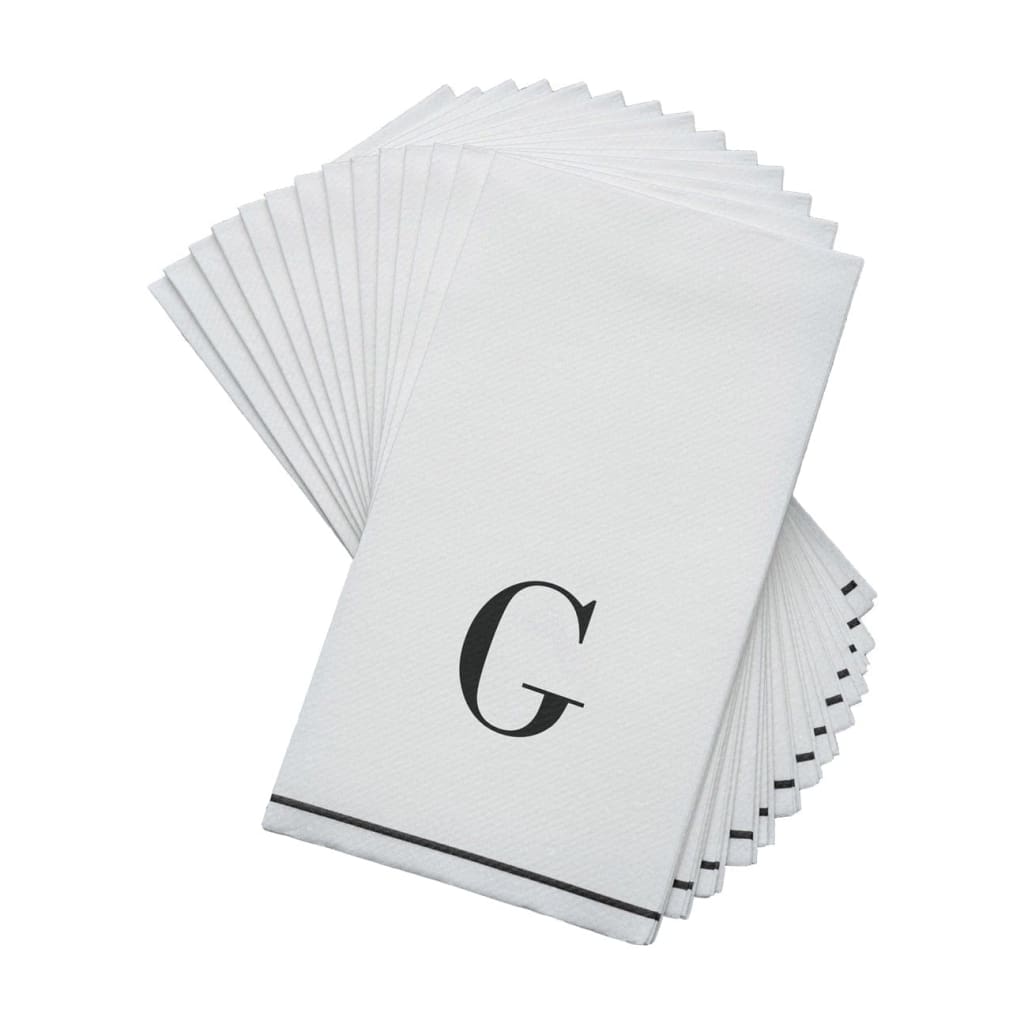 Luxe Party NYC Napkins Black Monogram Paper Disposable Napkins Letter G