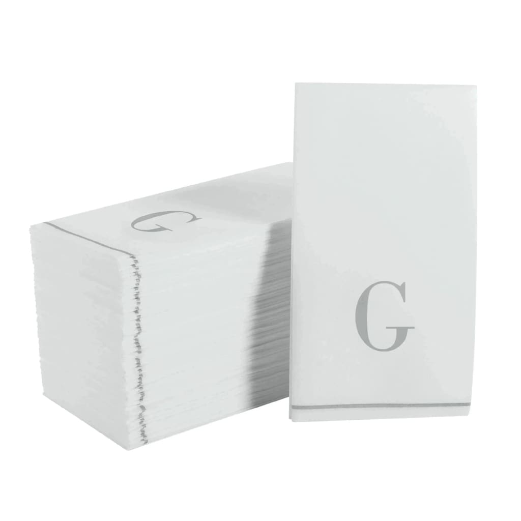 Luxe Party NYC Napkins Letter G Silver Monogram Paper Disposable Napkins