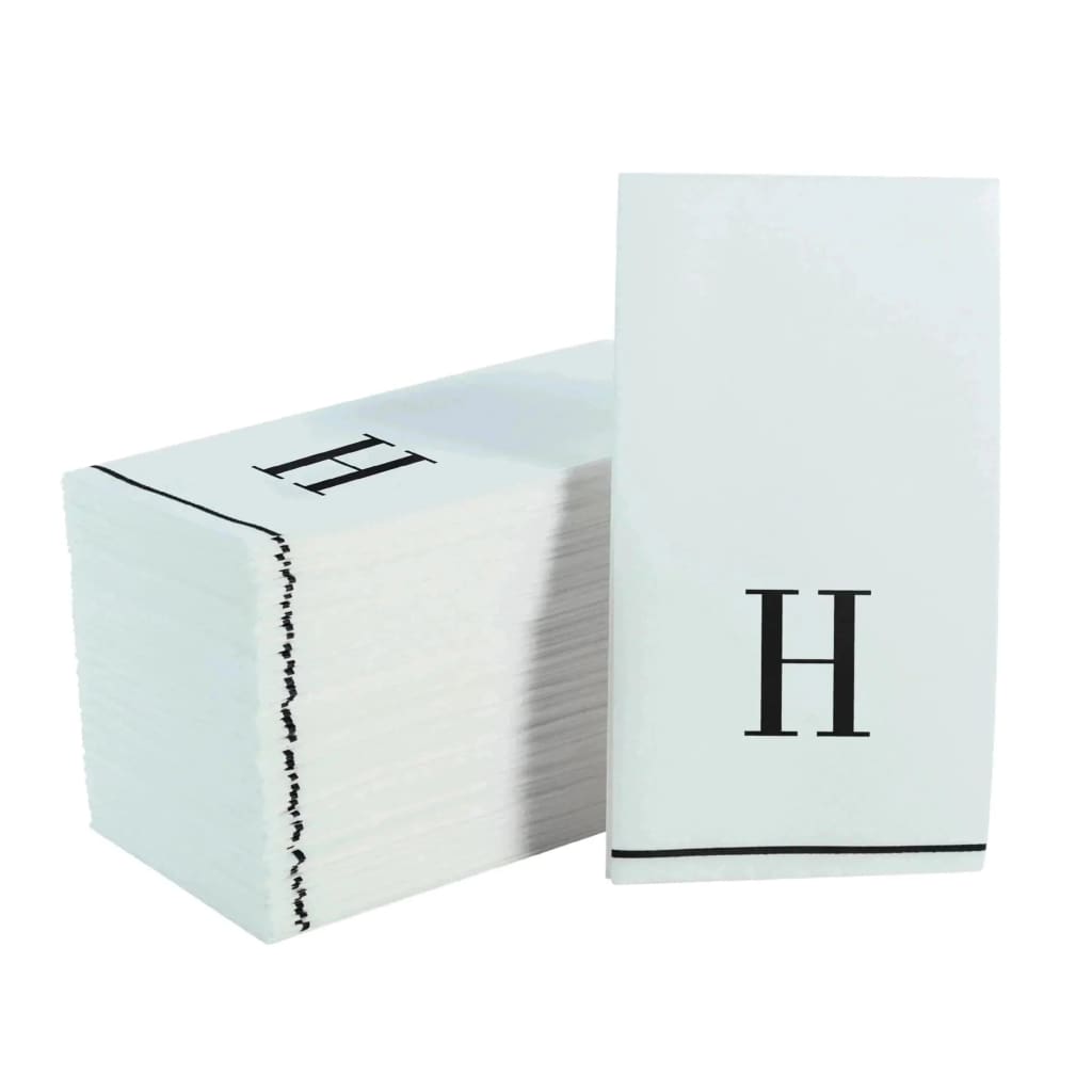 Luxe Party NYC Napkins Black Monogram Paper Disposable Napkins Letter H
