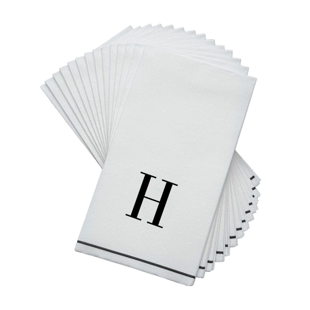 Luxe Party NYC Napkins Black Monogram Paper Disposable Napkins Letter H