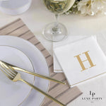 Luxe Party NYC Napkins 16 Cocktail Napkins - 5" x 5" Copy of Letter H Gold Monogram Paper Disposable Napkins