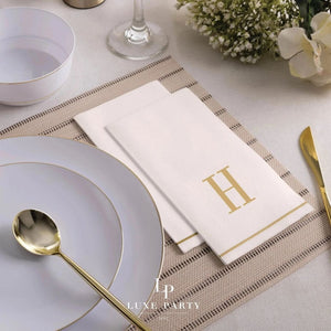 Luxe Party NYC Napkins Gold Monogram Paper Disposable Napkins Letter H