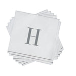 Luxe Party NYC Napkins 16 Cocktail Napkins - 5" x 5" Letter H Silver Monogram Cocktail Paper Disposable Napkins