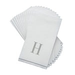 Luxe Party NYC Napkins 14 Guest Napkins - 4.25" x 7.75" Silver Monogram Paper Disposable Napkins Letter H