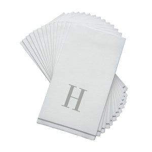 Luxe Party NYC Napkins 14 Guest Napkins - 4.25" x 7.75" Silver Monogram Paper Disposable Napkins Letter H