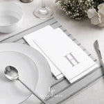 Luxe Party NYC Napkins 14 Guest Napkins - 4.25" x 7.75" Silver Monogram Paper Disposable Napkins Letter H