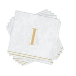 Luxe Party NYC Napkins 16 Cocktail Napkins - 5" x 5" Copy of Letter I Gold Monogram Paper Disposable Napkins