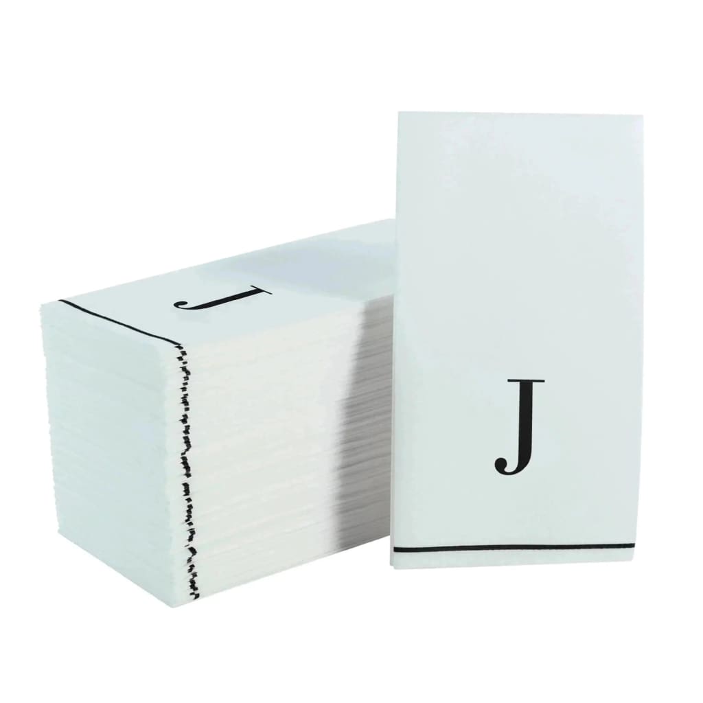 Luxe Party NYC Napkins Black Monogram Paper Disposable Napkins Letter J