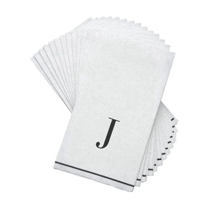 Luxe Party NYC Napkins Black Monogram Paper Disposable Napkins Letter J