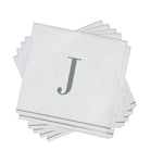 Luxe Party NYC Napkins Letter J Silver Monogram Cocktail Paper Disposable Napkins