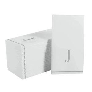 Luxe Party NYC Napkins Letter J Silver Monogram Paper Disposable Napkins