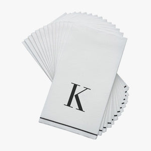 Luxe Party NYC Napkins Black Monogram Paper Disposable Napkins Letter K