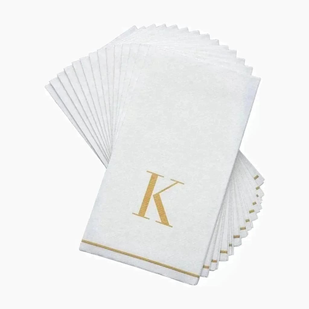 Luxe Party NYC Napkins Letter K Gold Monogram Paper Disposable Napkins