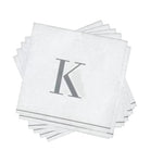 Luxe Party NYC Napkins 16 Cocktail Napkins - 5" x 5" Letter K Silver Monogram Cocktail Paper Disposable Napkins